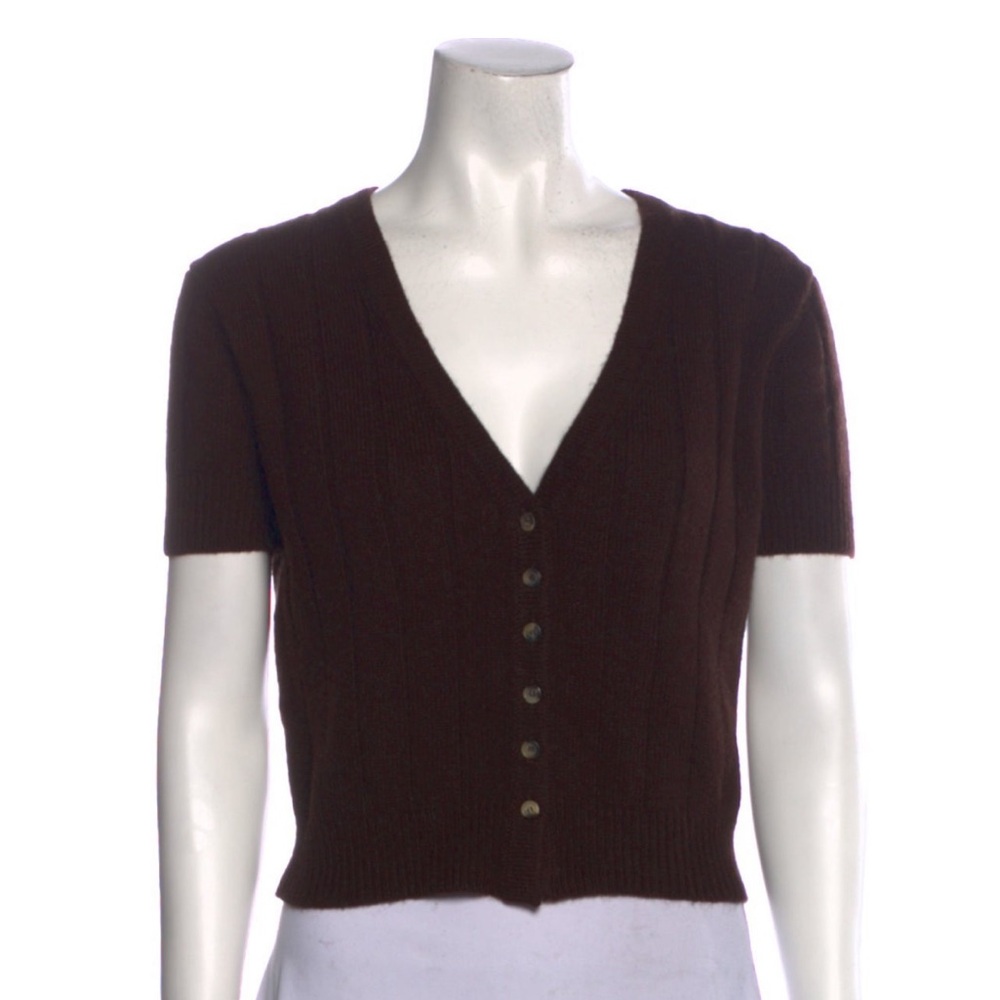 KHAITE - Rosewood Ribbed Crop Cardigan - XS